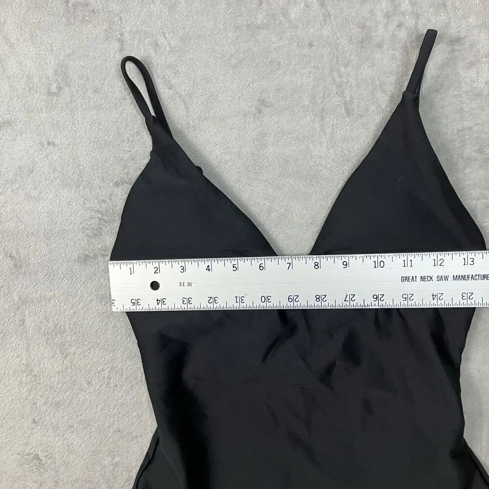 J Crew Lana Classic Sculpt One-Piece Womens 10 Black Luxe Minimalist Chic CI367